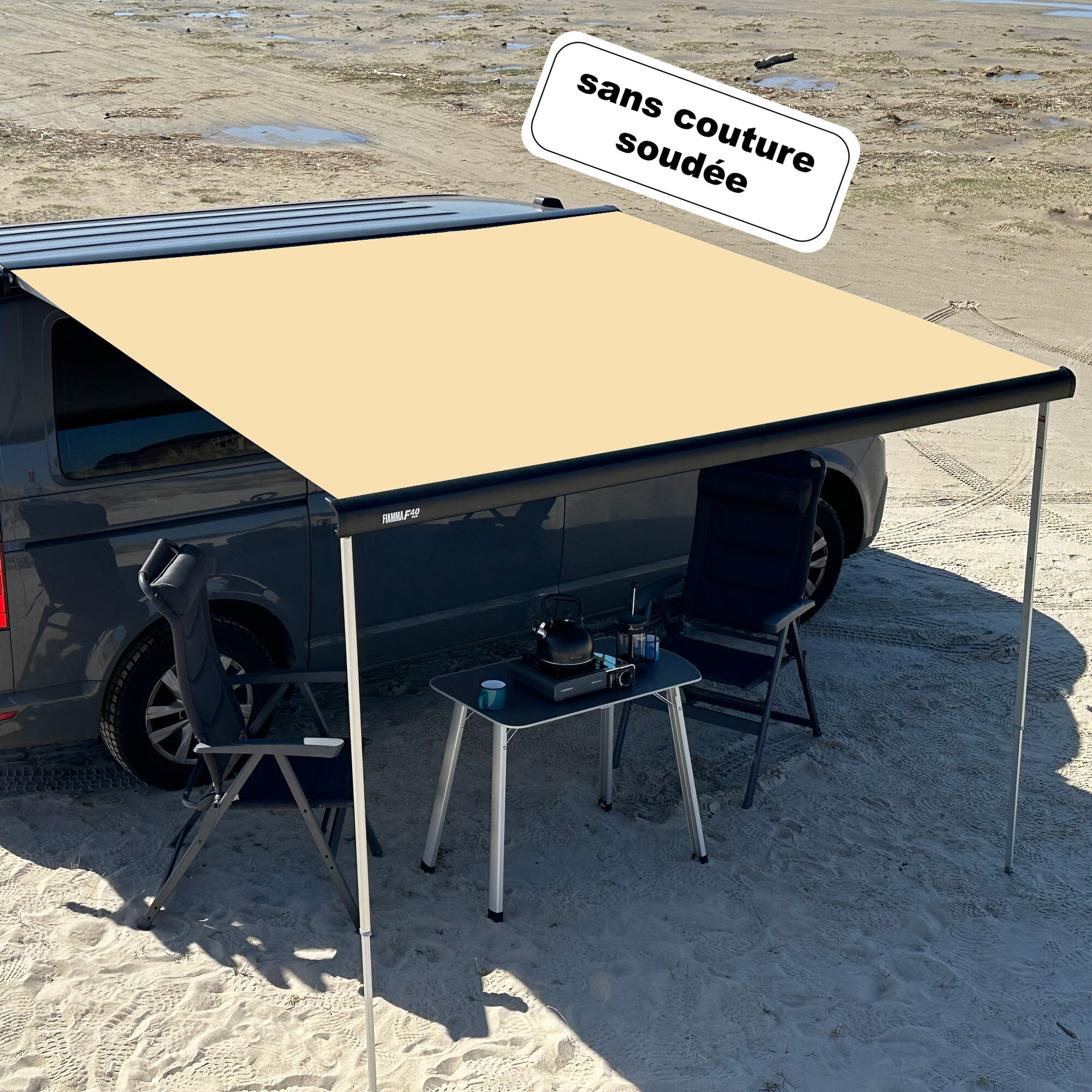 Toile de store VW T5 / T6 beige (sans couture soudée)