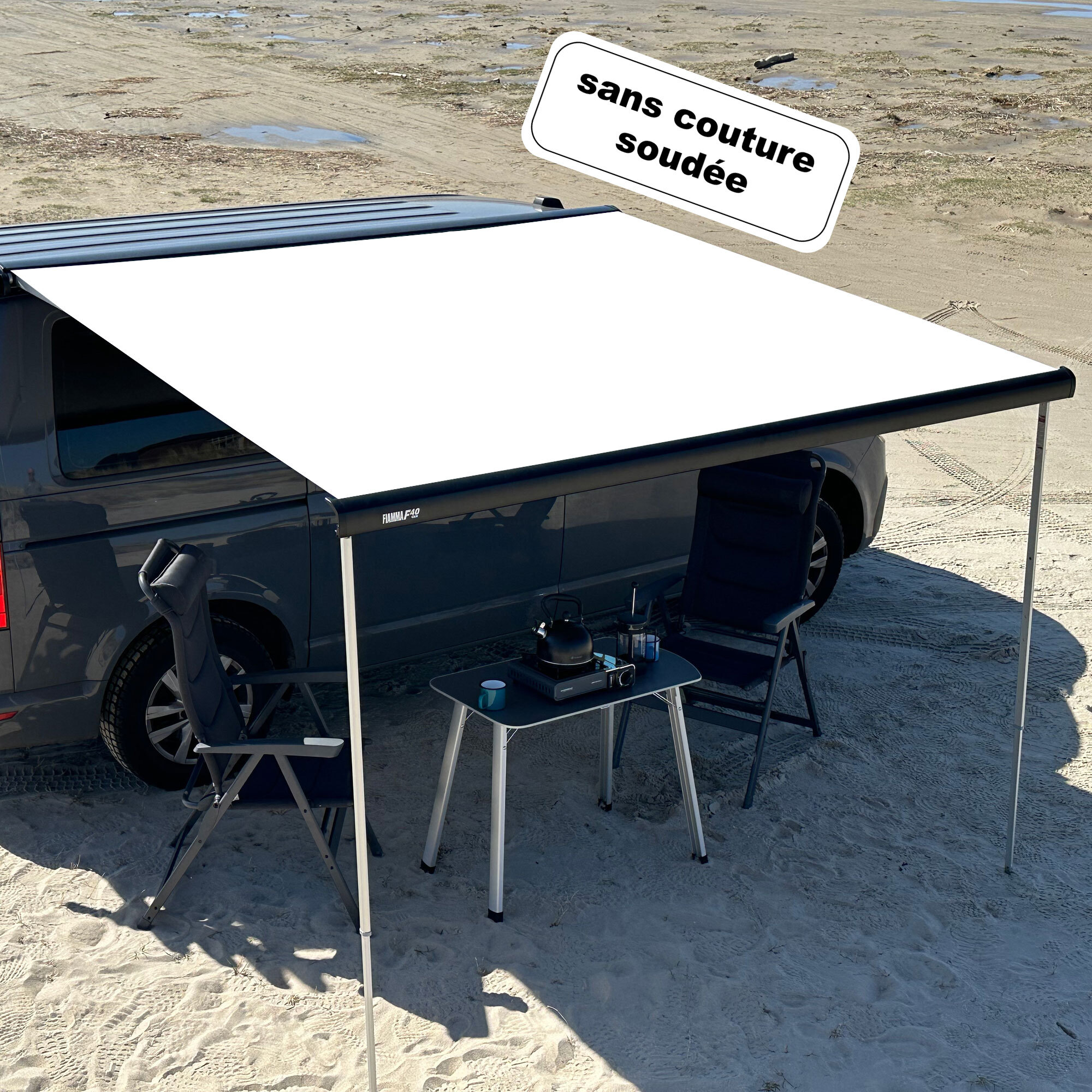 Toile de store VW T5 / T6 blanc (sans couture soudée)