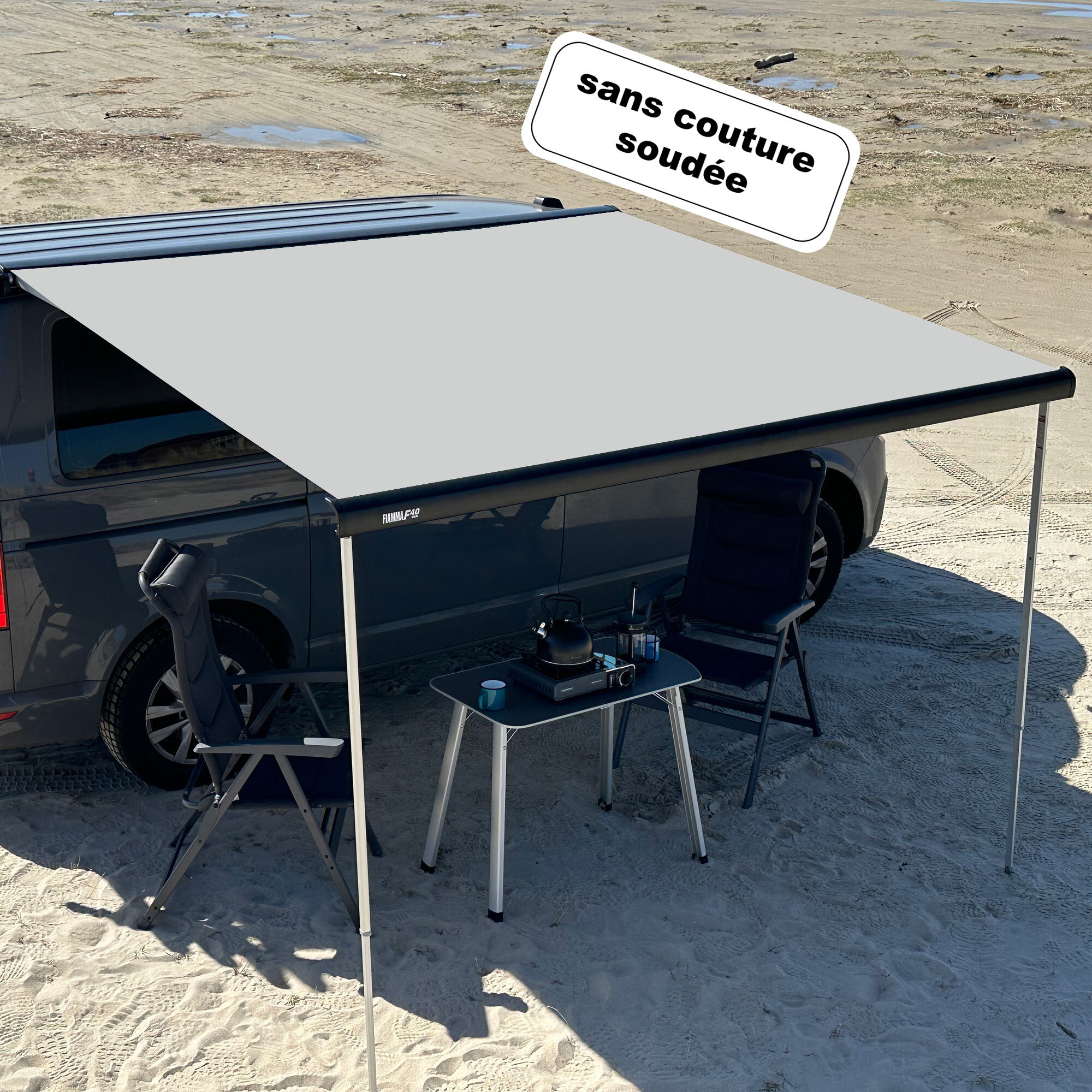 Toile de store VW T5 / T6 gris clair (sans couture soudée)